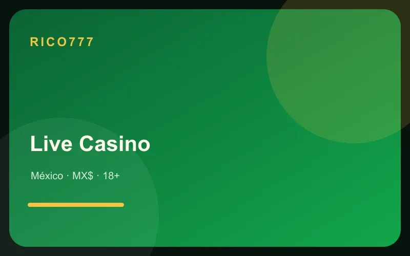 Live Casino en tonos verde esmeralda y dorado