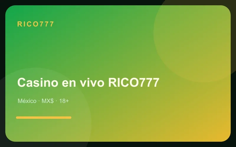 Casino en vivo RICO777 en tonos verde esmeralda y dorado