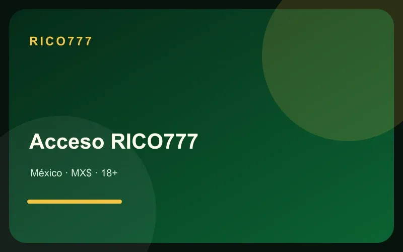 Acceso RICO777 en tonos verde esmeralda y dorado