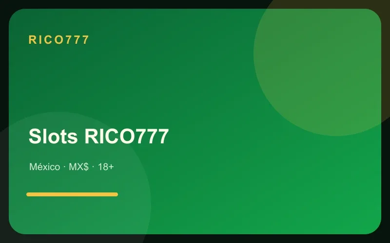 Slots RICO777 en tonos verde esmeralda y dorado