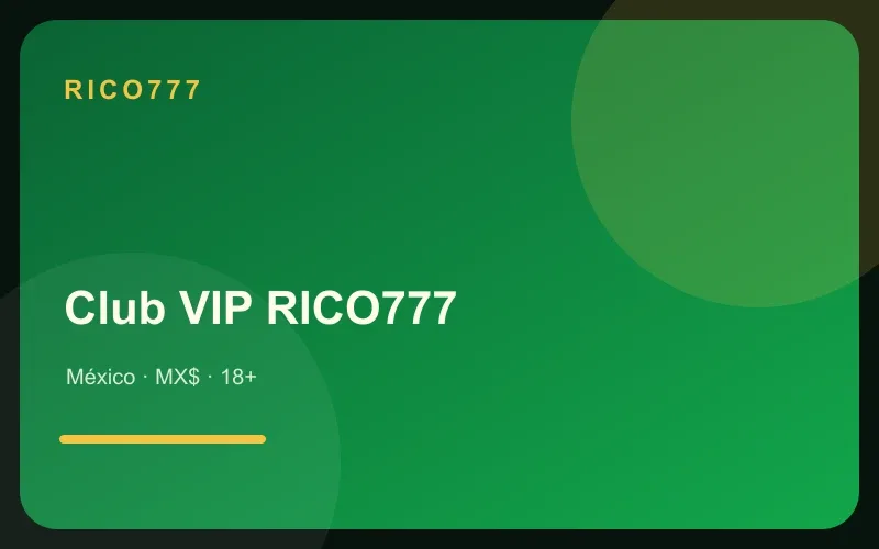 Club VIP RICO777 en tonos verde esmeralda y dorado